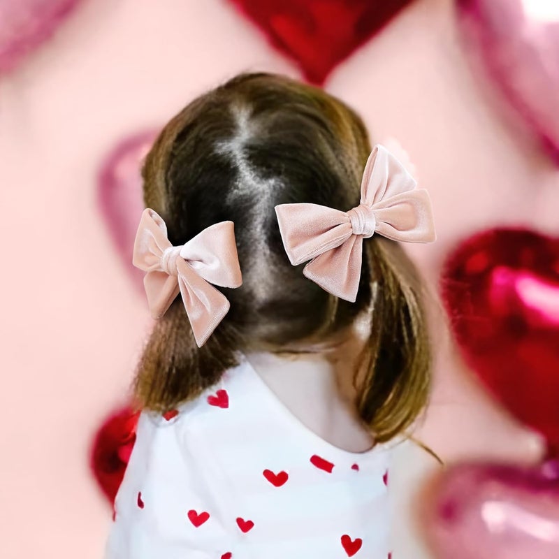 ONENINEDREAM Velvet Hair Bows Alligator Clips for Girls Pink Bow Clip for Hair Bowknot Alligator Barrettes Baby Girls Hair Accessories Pink Bows Toddlers Kids - Image 2